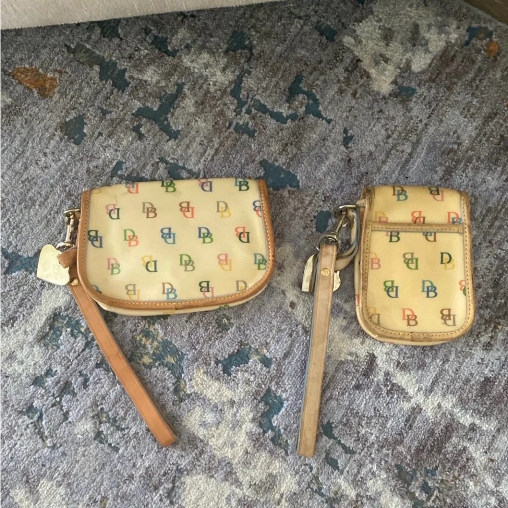 Dooney & Bourke Kids Beige Multi Logo Wristlet Pouches